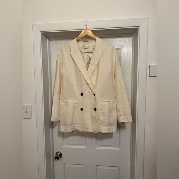 NWT Everlane linen double breasted blazer in cream size 4 - Picture 7 of 8